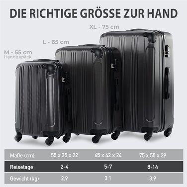 Набір валіз FERGÉ QUÉBEC з ABS-пластику, 3 шт. (ручна поклажа, L, XL), дорожні валізи-тролеї на 4 колесах