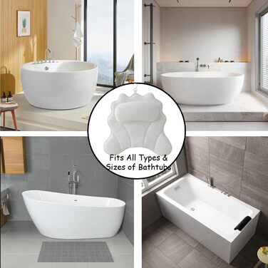 Велике подушечка для ванни King Mills: комфорт та підтримка голови та шиї, м'яка тканина 4D Air Mesh, підходить для всіх ванн