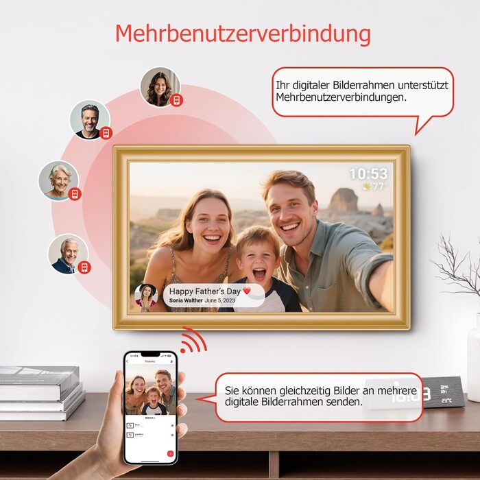 Цифровий фоторамка Frameo 10.1 дюйми, IPS, HD 1280x800, 32GB, Wi-Fi, автоповорот, Frameo App