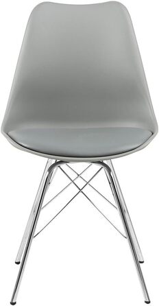 AC Design Їдальні стільці Emanuel, 2 шт. (світло-сірий/хром), PU/Метал, 48,5 x 85,5 x 54 см