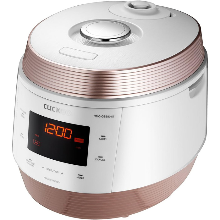 Мультиварка CUCKOO CMC-QSB501S iCook Q5 Premium з функцією парового тиску, 4.75 л, 8-в-1, з голосовим керуванням, 3D нагріванням, підтримкою температури, нержавіюча сталь з антипригарним покриттям