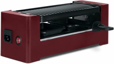 Wëasy Raclette Duo 2-в-1: гриль та фондю, червоний, антипригарне покриття, для 4 осіб, з дерев'яними шпателями та формами для сиру