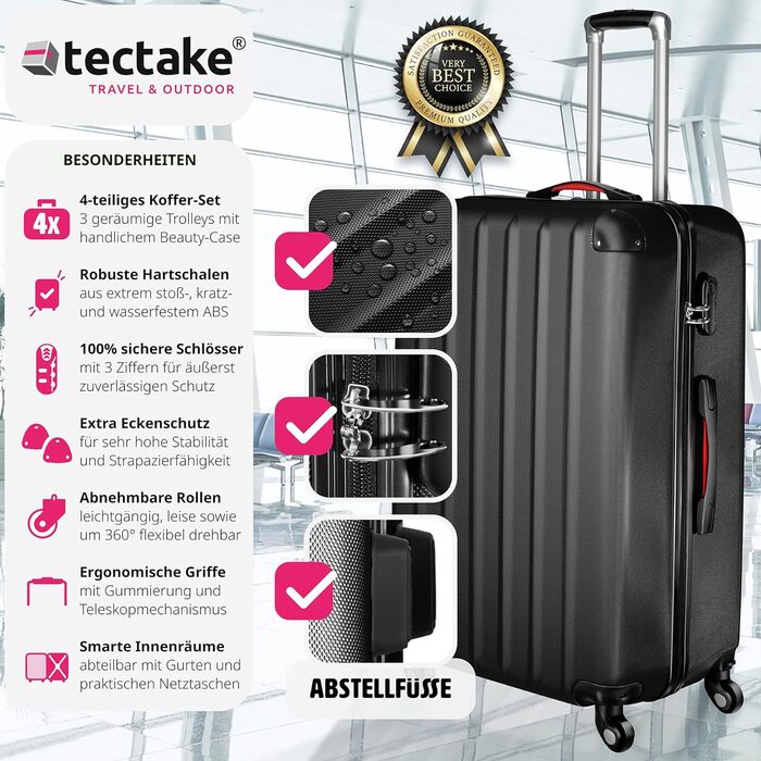 Дорожні валізи TecTake 4 шт чорні