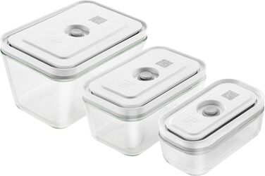 Набір контейнерів для вакуумної упаковки Zwilling Fresh & Save S/M/L (3 шт.), скло, білий