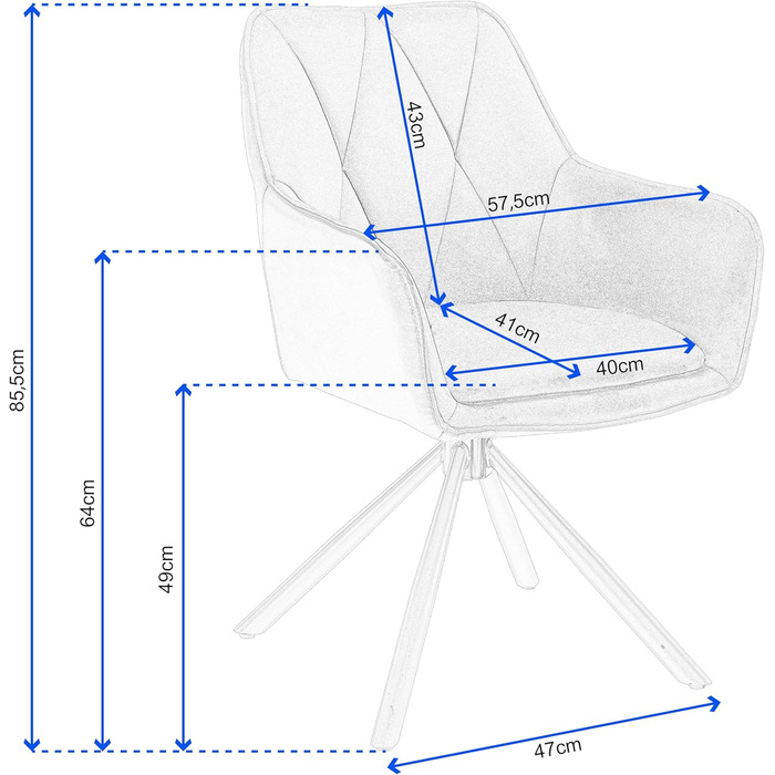 Обідні стільці Lestarain, поворотні, для кухні, спальні, вітальні, комплект з 4 шт. М'які, з підлокітниками та спинкою, на металевих ніжках, оксамит, чорний колір