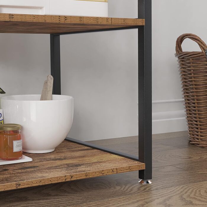 Стеллаж кухонний Sogesfurniture з підставкою для мікрохвильової печі, 90x40x83 см, чорний & горіх (Вінтаж-коричневий)