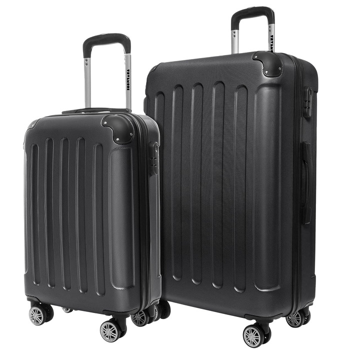 Набір валіз TRVLMORE 2 шт. з твердим корпусом - Чемодан та набір ручних валіз - Набір валіз 2 шт. - Набір валіз для подорожей 2 шт. - Набір валіз з твердим корпусом 2 шт. - Набір ручних валіз 2 шт. - Чорний набір валіз 2 шт.