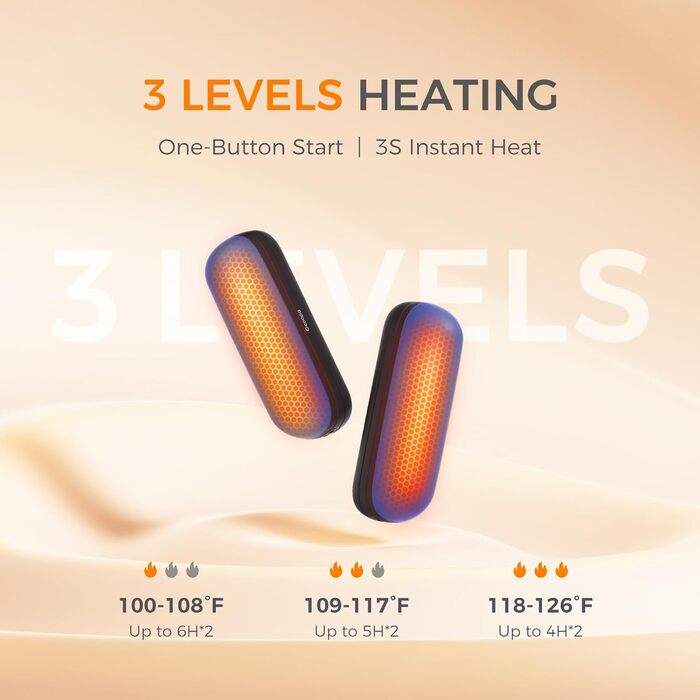 OCOOPA Нагрівач для рук 2 шт., 5200mAh, Магнітний, Електричний, для кемпінгу, на подарунок (чорний/синій)