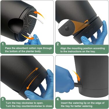 5 горщиків з пластику з системою поливу, 17.8/16.5/15.2/13.9/12.7 см. Самополивні горщики з підставкою, круглі, для квітів, сукулентів, кактусів, зелені та чорні, для дому, балкона та саду.