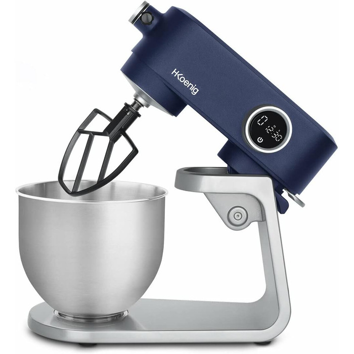 Кухонний комбайн H.Koenig KM124: професійний, багатофункціональний, 5 л, нержавіюча сталь, 800 Вт, 8 швидкостей (блакитний)