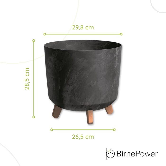 Плантатор BirnePower Gracia Slim 44,5 см – сучасний горщик для квітів з ніжками, бетонної текстури, стійкий до УФ та погодних умов, елегантний кашпо для балкона, саду, інтер'єру – антрацит (висота 28,5 см)