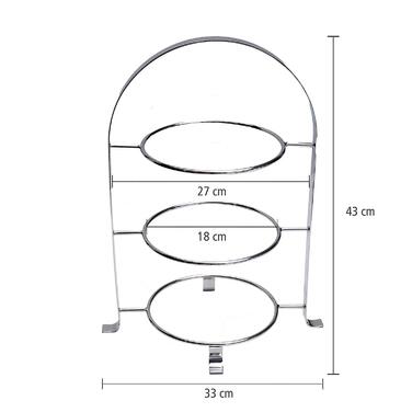 Стійка для сервірування APS високоякісна хромована металева підставка на 3 тарілки з максимальним Ø 27 см - загальна висота 43 см (тарілка не входить в комплект) 3 тарілки - Ø 27 см