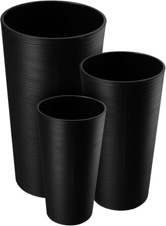 Набір горщиків KADAX (3 шт) з дерев'яною стружкою, чорний, 19.25/30 см