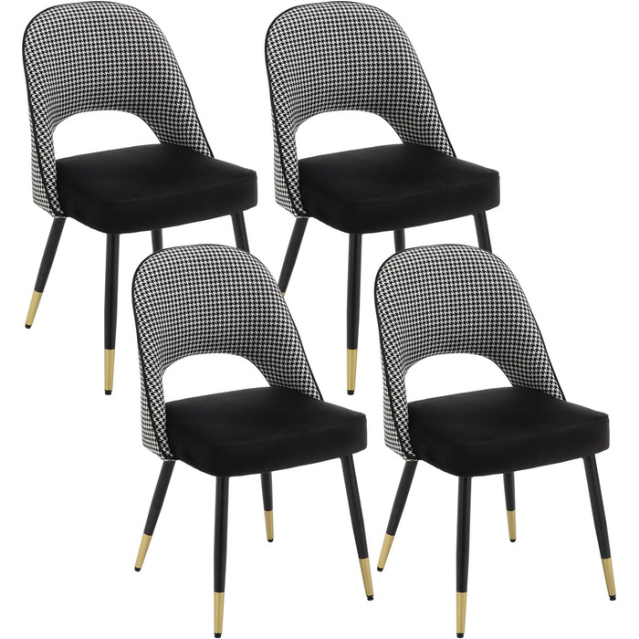 Набір з 2-х м'яких крісел з велюру для вітальні/кухні. Сучасний дизайн, без підлокітників, металеві ніжки. 2 шт. (Чорний)