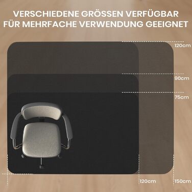 Килимок під офісний стілець COSYLAND, 120 x 150 см. Захист для підлоги, антиковзаючі, легко миються. Підходить для твердих підлог, ламінату, паркету (Чорний)