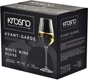 Великі келихи для білого вина KROSNO / набір з 6 / 390 мл / Авангардна колекція / ідеально підходить для дому ресторанів і вечірок / з