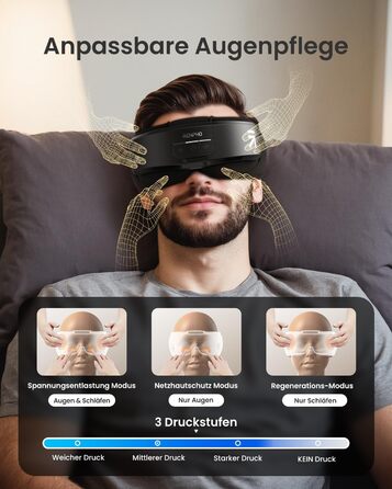 Масажер для очей RENPHO Eyeris 1 з підігрівом, вібрацією та Bluetooth, акумуляторний, для сухих очей, чорний