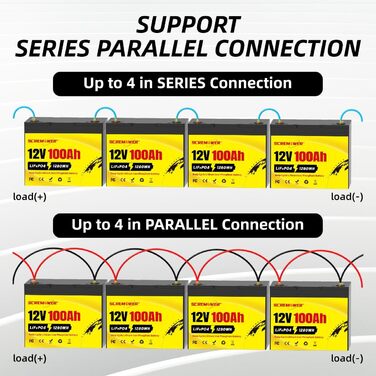 Акумулятор SCREMOWER LiFePO4 12V100Ah, 200A BMS, 2560Wh, для тролінгового двигуна, автофургону, морської, сонячної системи