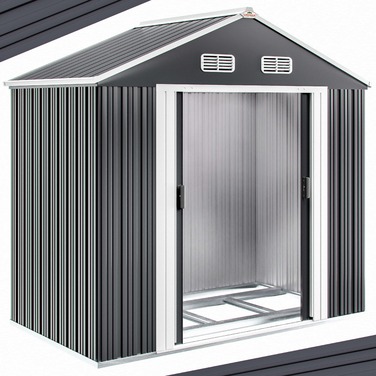 Садовий сарай антрацит металевий 196x132x188см