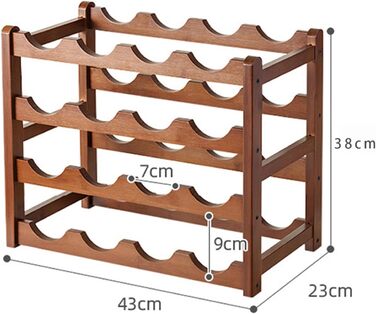 Стелаж для пляшок Tinyuet з бамбука, 4-рівневий, на 16 пляшок, 43x23x38 см