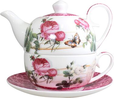 Чай Jameson & Tailor для однієї блискучої порцеляни приємний набір одномісного чайника з високоякісної порцеляни (рожево-білий)