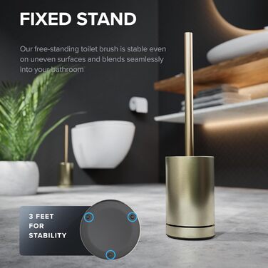 Набір для чищення унітазу ROMO Gold: силіконова щітка з вентиляцією, без підставки, з нержавіючої сталі, знімний піддон