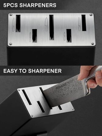 Набір ножів FOHERE 7 предметів з автозаточкою, професійний кухонний набір, з дерев'яним блоком, нержавіюча сталь, ергономічні ручки, ідеальний подарунок