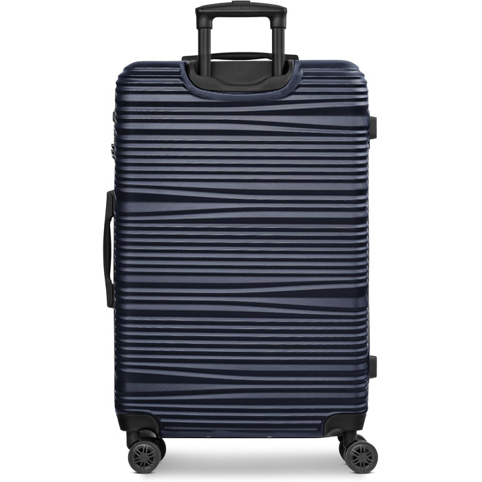 Набір валіз REDOLZ 3 шт. | Легкі валізи-тролі з ABS-пластику | Для жінок та чоловіків | 4 колеса, TSA-замок (Essentials 16) (Dark Blue, L 77 см)