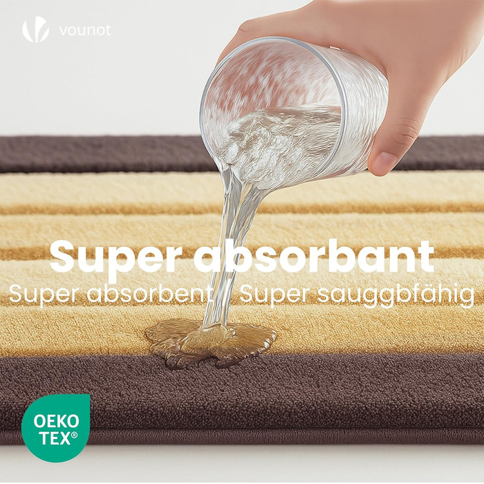 Набір килимків для ванної кімнати VOUNOT 2 шт. (60x90 см, 50x80 см), м'які, швидковисихаючі, з мікрофібри, сірі (перехідний колір)