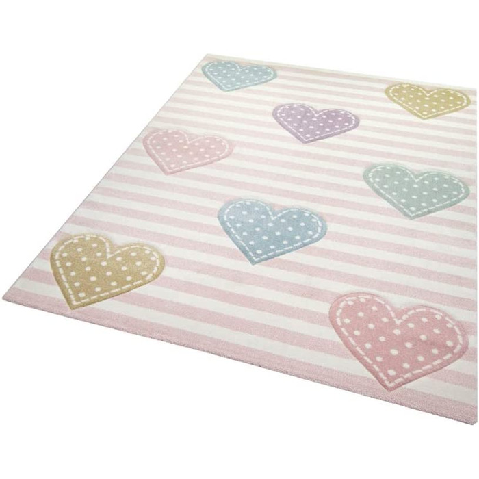 Дитячий килим Teppich-Traum з сердечками 200х290 см рожевий