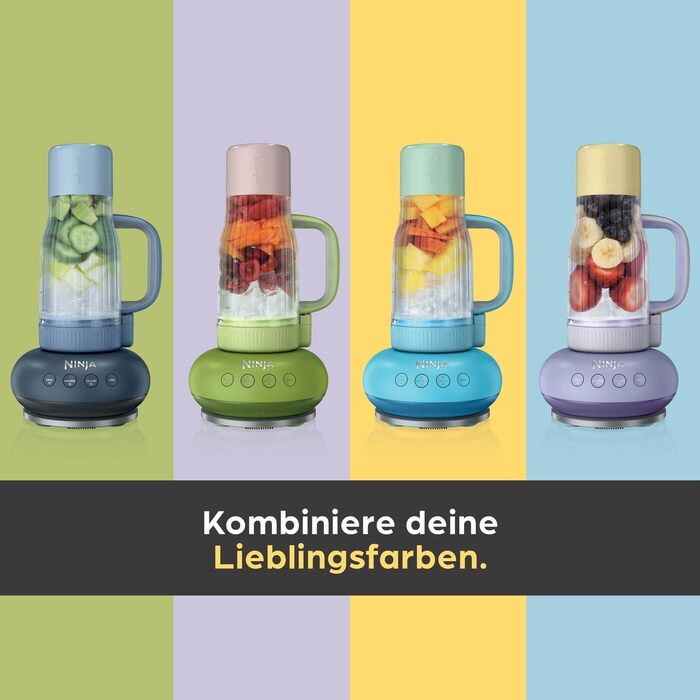 Блендер Ninja BlendBoss DB351EUBL з портативним стаканом: 3 автоматичні режими, блакитно-ягідний колір