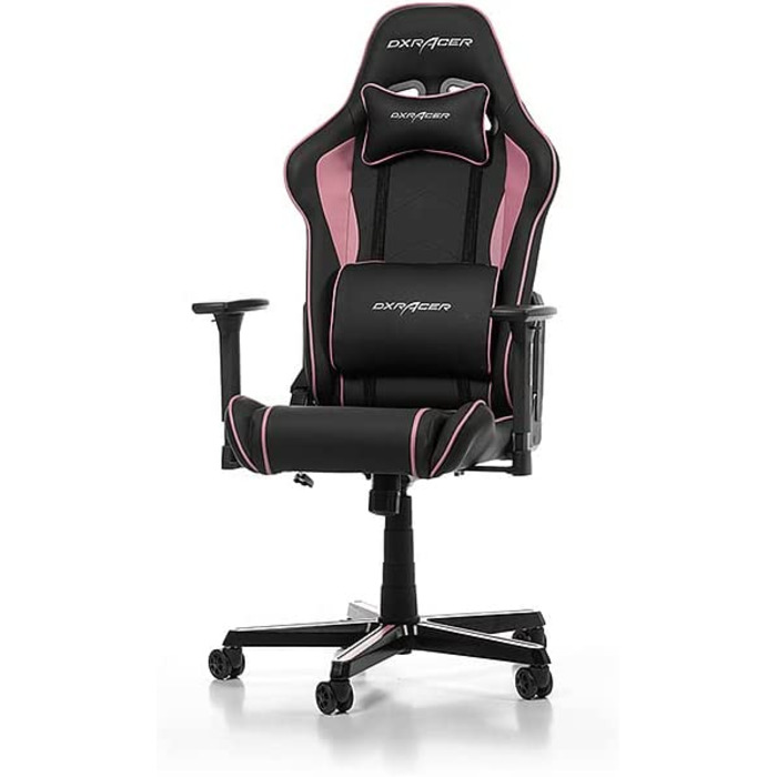 Ігрове крісло DXRacer Prince P08, штучна шкіра, чорно-рожевий, 185 см