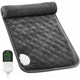 Електричний нагрівальний килимок XXXL (80x60 см) з автовимкненням, 6 температурних режимів, 4 таймери, для спини, плечей, живота, ніг, швидкий нагрів, можна прати в машині