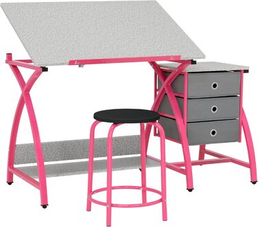 Дитячий стіл Komet SD STUDIO DESIGNS з регульованим нахилом та табуретом, блакитний/світло-сірий (рожевий/сірий)