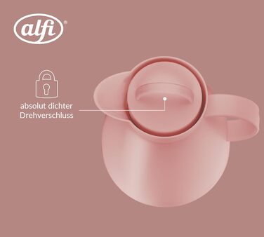 Термос Alfi DAN 1.0 л, рожевий (Ash Rose), пластиковий з термоізоляцією, з скляною вставкою, з кришкою-поворотом, дизайнерський, без BPA, для кави та чаю