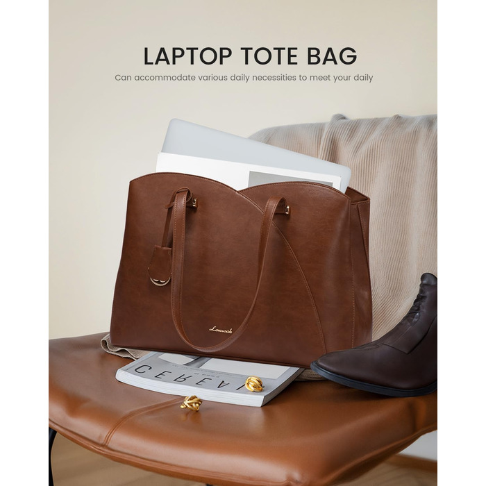 Сумка LOVEVOOK для жінок: велика, для ноутбука, шопер, сумка для роботи, офісна, шкільна (15,6 дюймів, темно-коричнева)