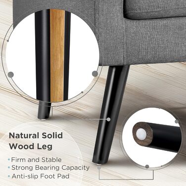 Крісло-мішок Yaheetech з підлокітниками, комфортне та сучасне, крісло для телевізора, крісло-релакс, для вітальні, клубу, софа, вантажопідйомність 136 кг, темно-сірий, поліестер