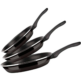 Сковороди індукційні 20-24-28 см емальована сталь, антипригарне екологічне XYLAN PLUS без PFOA, висока товщина, підходить для всіх типів плит, склокераміка, газ, чорний, 3