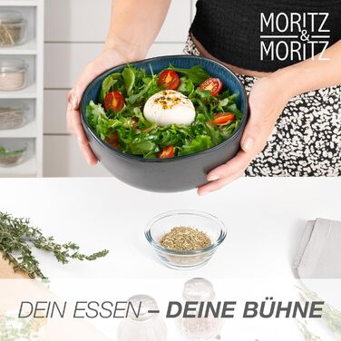 Набір посуду Moritz & Moritz ORGANIC на 6 осіб (18 предметів) - Елегантний набір тарілок з якізного каменю. Включає: 6 тарілок для вечері, 6 десертних тарілок, 6 супових тарілок, 2 сервіровочні миски (Блакитний)