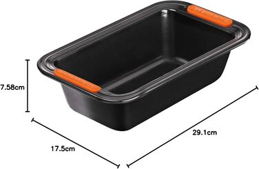 Форма для випічки Le Creuset, прямокутна, 23,5 x 13,5 см, з антипригарним покриттям, для закваски, з вуглецевої сталі, антрацит/помаранчевий