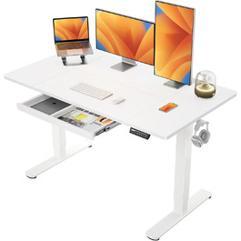 Електричний стіл ErGear 140x80 см з регулюванням висоти, шухлядою, 4-позиційною пам’яттю, T-подібною основою та багатосекційною стільницею