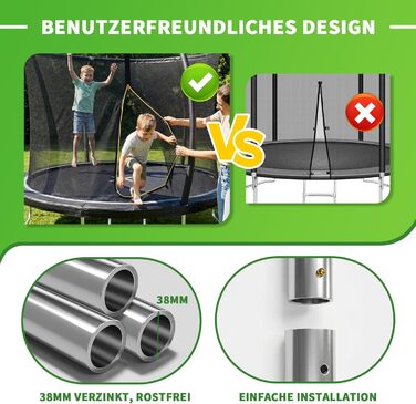 Батут JUMMICO вуличний Ø360 см з сіткою безпеки, чорний - для дітей та дорослих