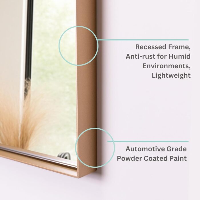 Дзеркало для ванної кімнати Arch Premium Design® Золота рамка, настінне, аркова форма, сучасний стиль (50x40 см)