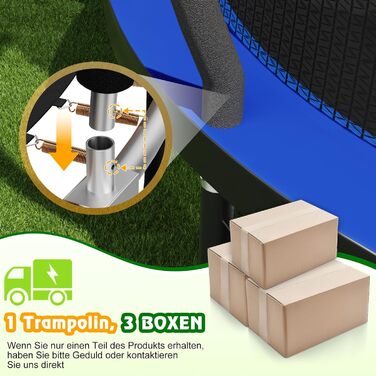 Батут садовий Devoko з сіткою та баскетбольним кільцем, 366 см, до 150 кг - для дітей та дорослих, блакитний