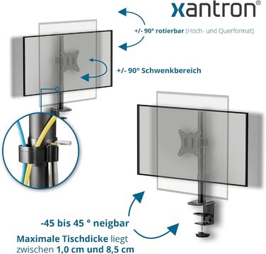 Кріплення для монітора Xantron® ECO-E62: 17-32 дюйми, VESA 75x75/100x100, для плоских та вигнутих моніторів, з монтажним комплектом