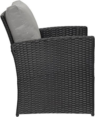 SVITA Roma: Комплект садово-розплічної групи з ротангу для відпочинку та обіду (софа, крісло, стіл), чорний колір