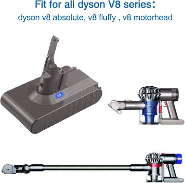 Акумулятор ARyee V8 для серії Dyson V8, включаючи щітку, попередній фільтр і постфільтр