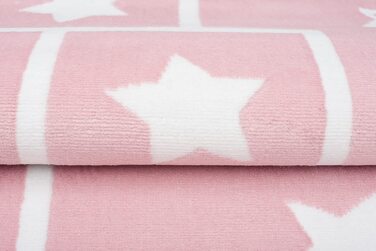 Дитячий килим TAPISO, дитячий килим з коротким ворсом, сірий, білий, рожевий, синій, сіро-коричневий, з квітами, місячний кролик, сучасна дитяча кімната (80 х 150 см, рожево-білий)
