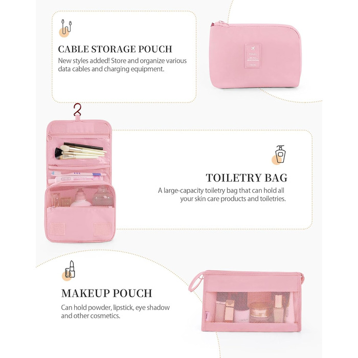 Набір органайзерів для подорожей Anjing (11 предметів), водонепроникні пакувальні куби для валізи, компактний органайзер для одягу в дорогу, рожевий