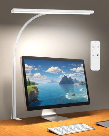 iFalarila Настільна лампа 10W з LED, диммер, USB-порт, 3 колірні температури, 10 рівнів яскравості, гнучкий 70см шийний світильник з пультом ДУ